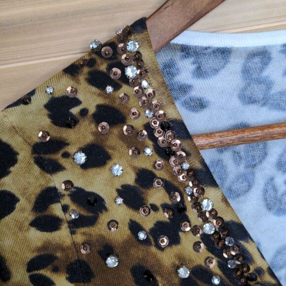 Boston Proper Embellished Leopard Print Cardigan size XXS - Picture 2 of 9